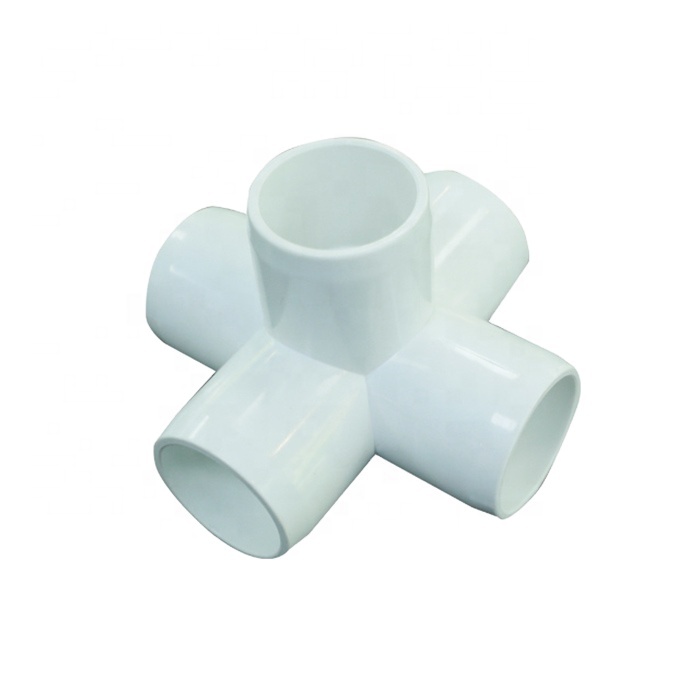 plastic pipe connector white color astm d1785 standard white color schedule 40 pvc 5 way elbow fittings